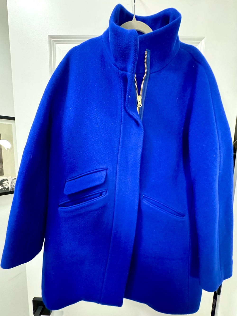J.Crew Cobalt Blue Italian Stadium-Cloth Wool Cocoon Coat Size 12